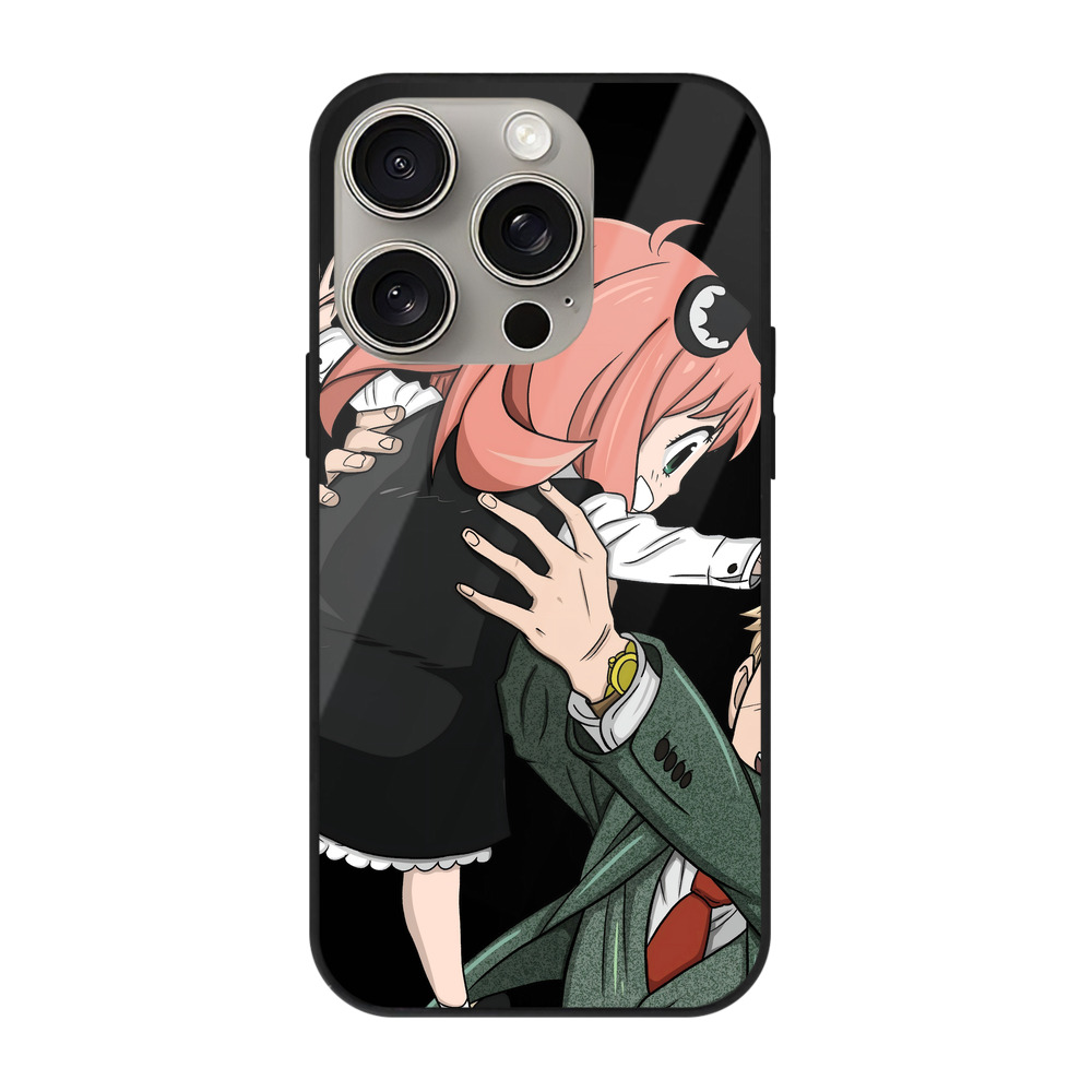 （画像用） SPY×FAMILY间谍家家酒 【iPhone15Pro対応】スマホケース 耐衝撃＆黄変防止 背面ガラス