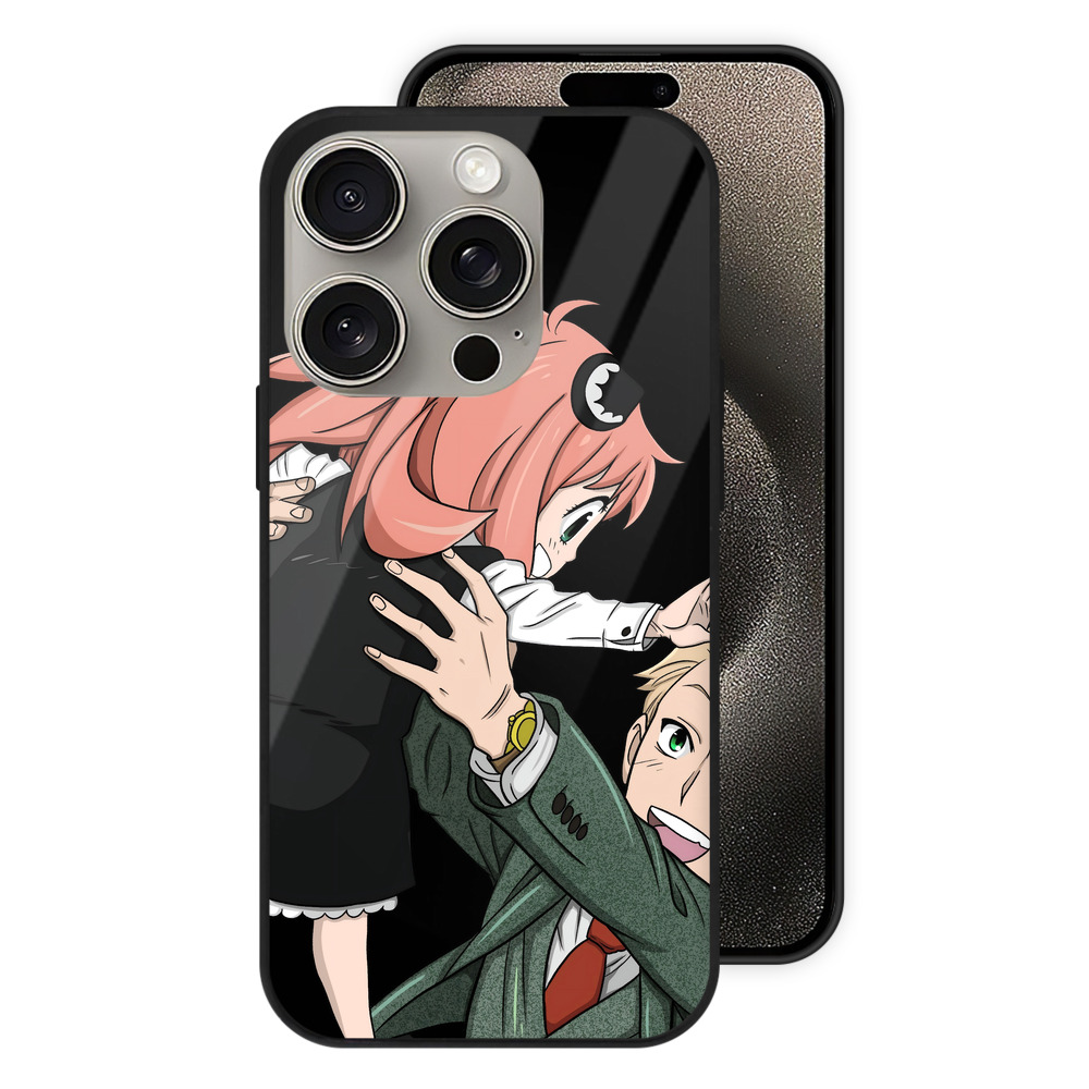 （画像用） SPY×FAMILY间谍家家酒 【iPhone15Pro対応】スマホケース 耐衝撃＆黄変防止 背面ガラス