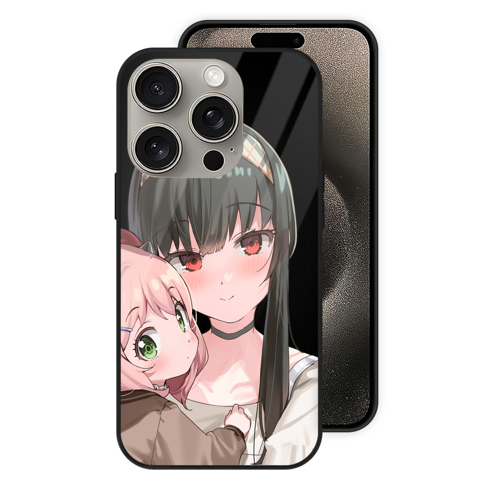 （画像用） SPY×FAMILY间谍家家酒 【iPhone15Pro対応】スマホケース 耐衝撃＆黄変防止 背面ガラス
