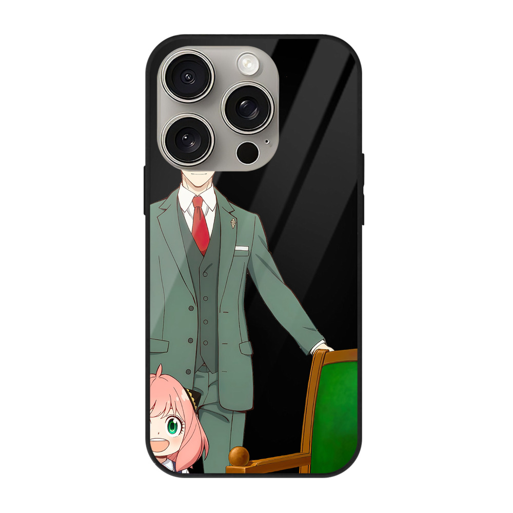 （画像用） SPY×FAMILY间谍家家酒 【iPhone15Pro対応】スマホケース 耐衝撃＆黄変防止 背面ガラス