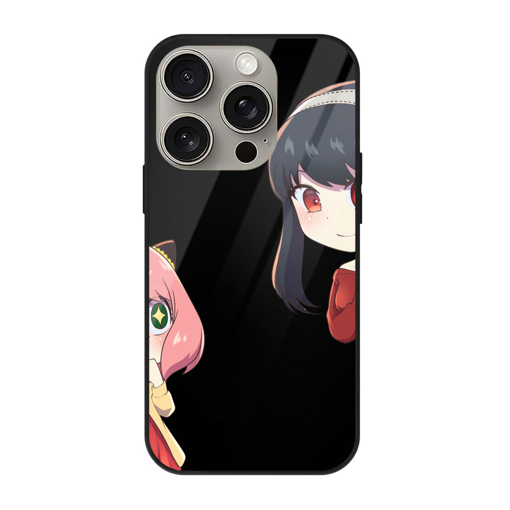 （画像用） SPY×FAMILY间谍家家酒 【iPhone15Pro対応】スマホケース 耐衝撃＆黄変防止 背面ガラス