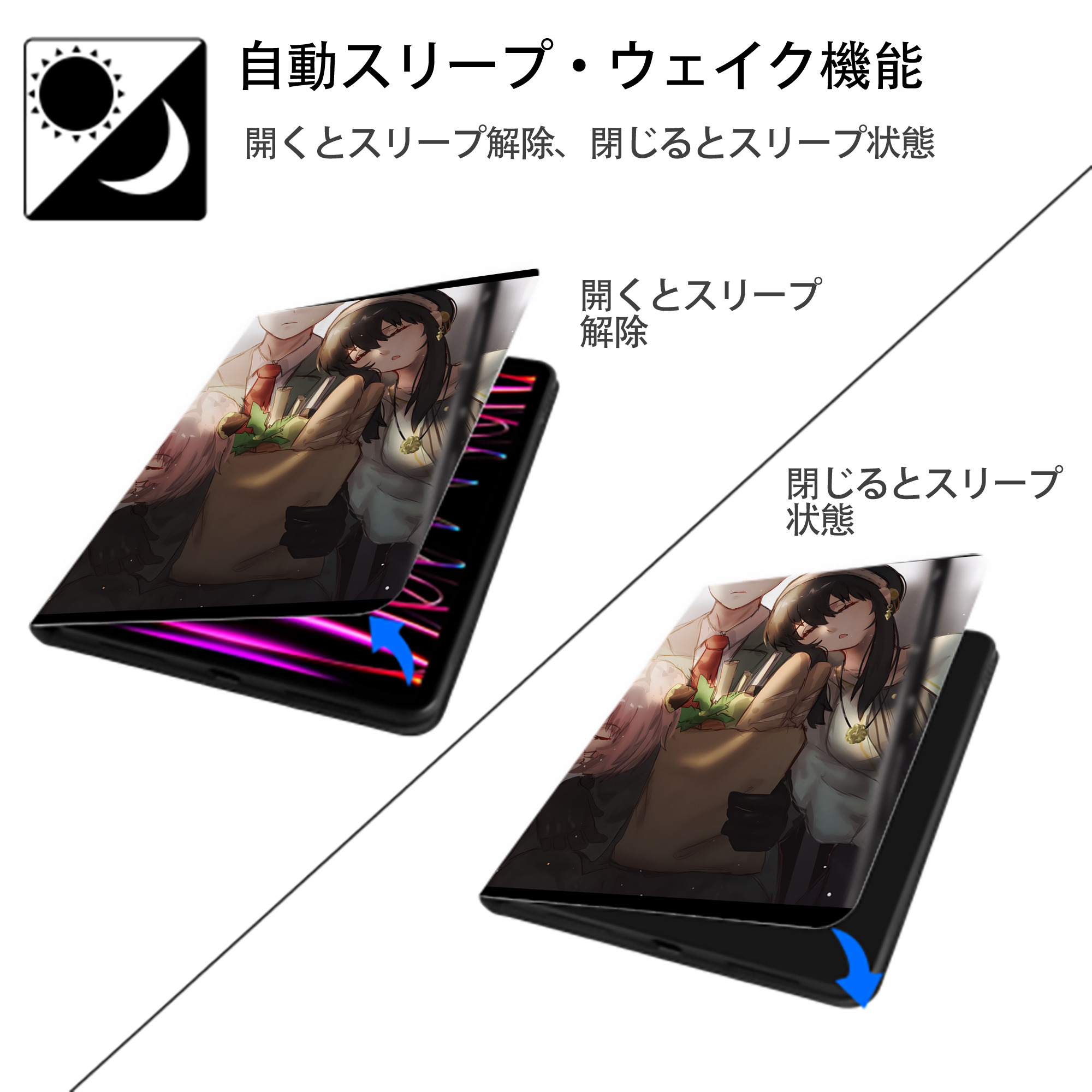 SPY×FAMILY间谍家家酒 IPad ケース ペン収納付き 三つ折りスタンド PUレザー×シリコン 対応機種9.5/10.5/10.9インチ