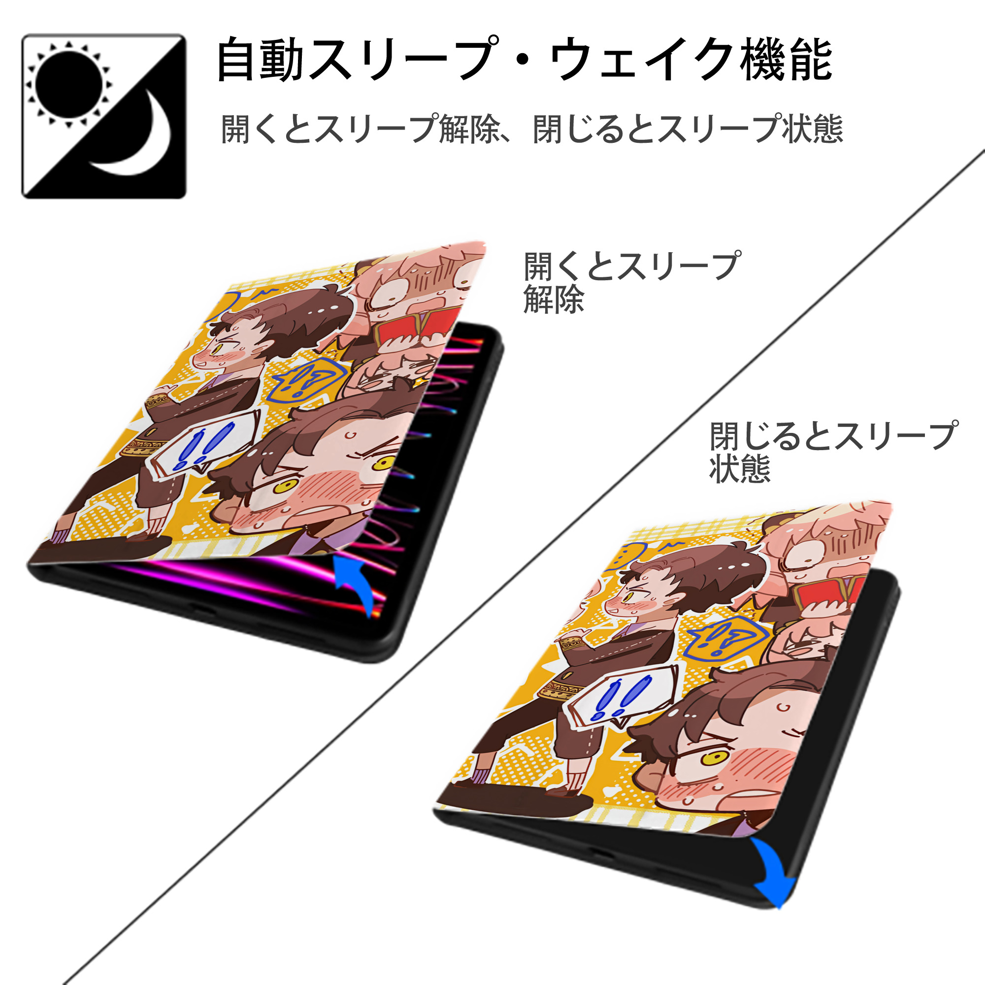SPY×FAMILY间谍家家酒 IPad ケース ブック型 PUレザー TPU 耐衝撃 軽量 薄型 ペン収納なし 全面保護 IPad 各モデル対応