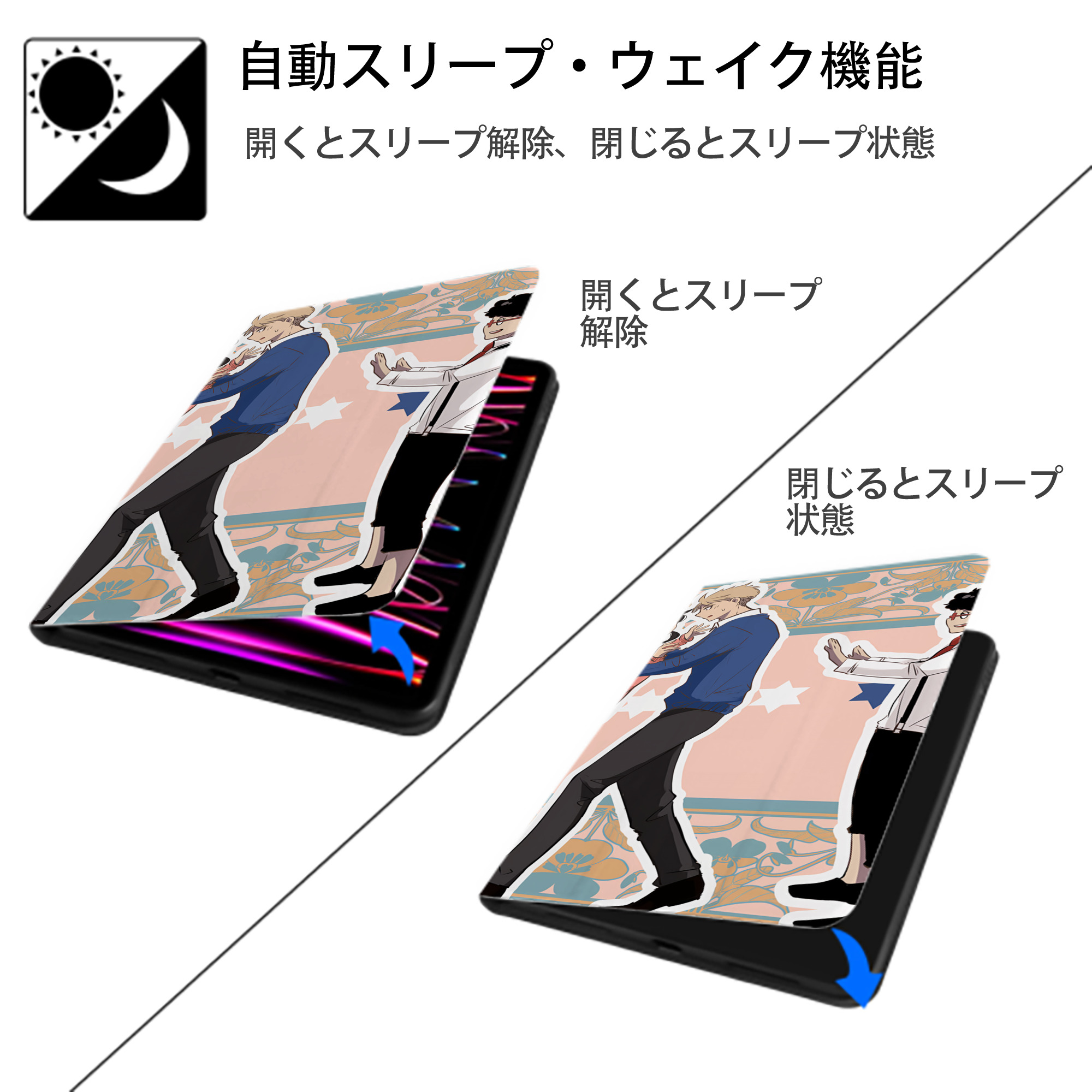 SPY×FAMILY间谍家家酒 IPad ケース ブック型 PUレザー TPU 耐衝撃 軽量 薄型 ペン収納なし 全面保護 IPad 各モデル対応