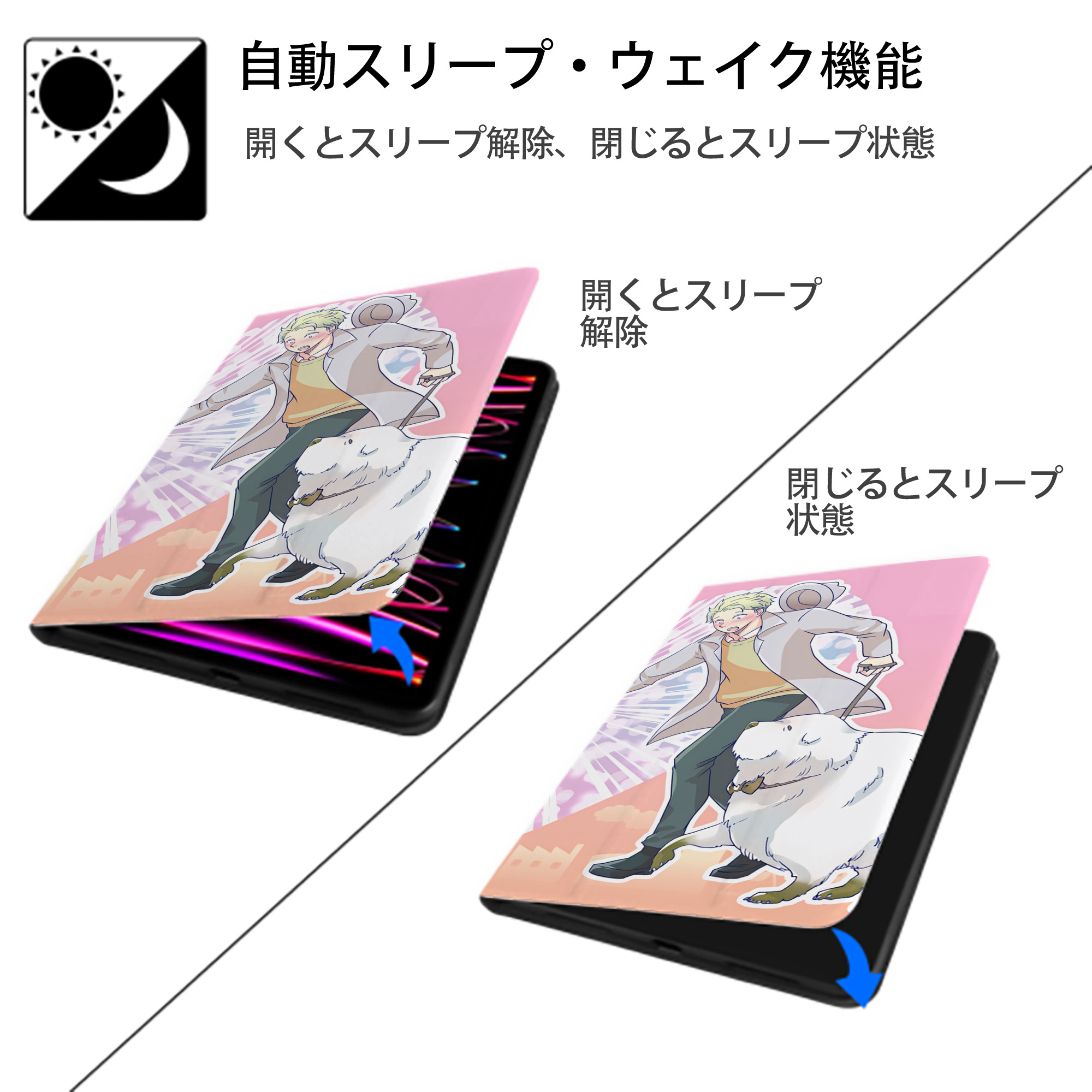 SPY×FAMILY间谍家家酒 IPad ケース ブック型 PUレザー TPU 耐衝撃 軽量 薄型 ペン収納なし 全面保護 IPad 各モデル対応