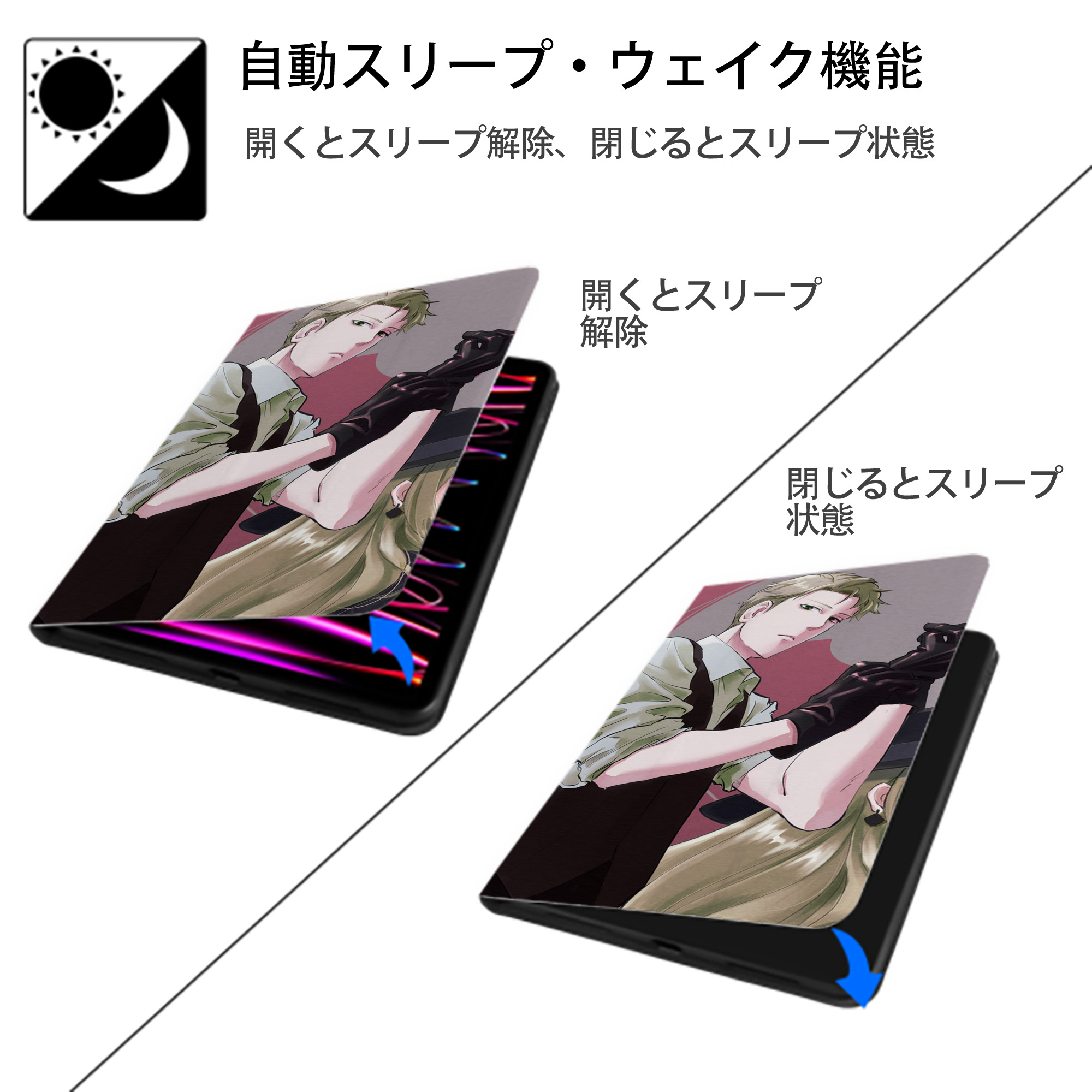 SPY×FAMILY间谍家家酒 IPad ケース ブック型 PUレザー TPU 耐衝撃 軽量 薄型 ペン収納なし 全面保護 IPad 各モデル対応