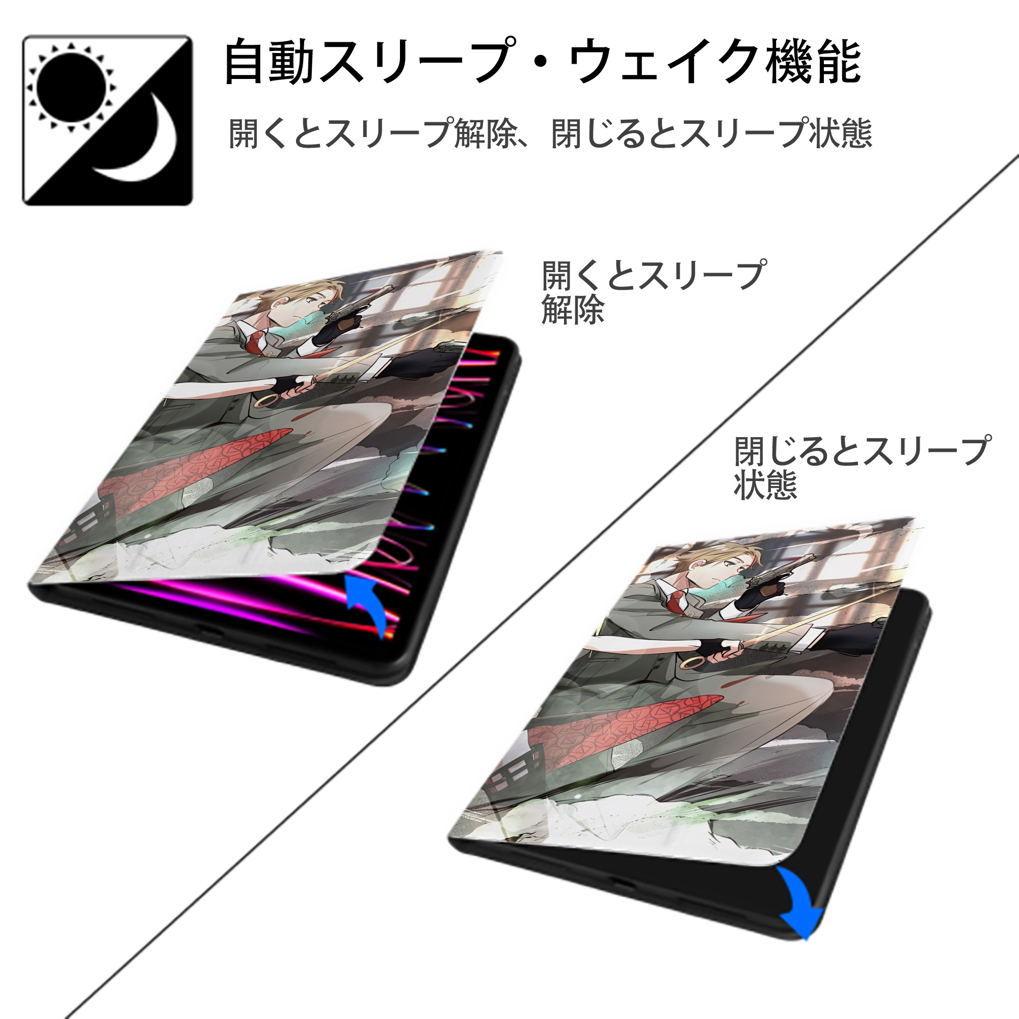 SPY×FAMILY间谍家家酒 IPad ケース ブック型 PUレザー TPU 耐衝撃 軽量 薄型 ペン収納なし 全面保護 IPad 各モデル対応