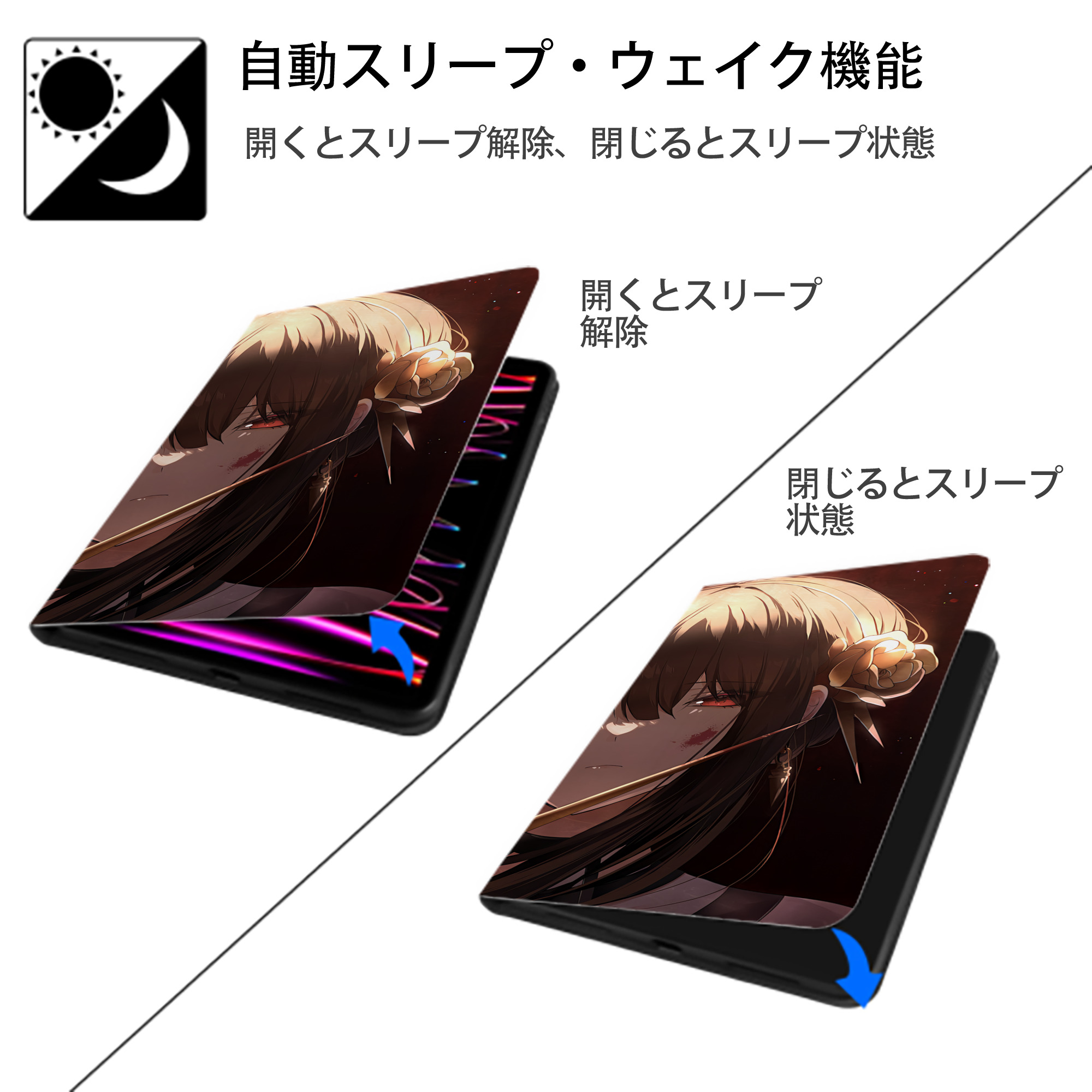 SPY×FAMILY间谍家家酒 IPad ケース ブック型 PUレザー TPU 耐衝撃 軽量 薄型 ペン収納なし 全面保護 IPad 各モデル対応