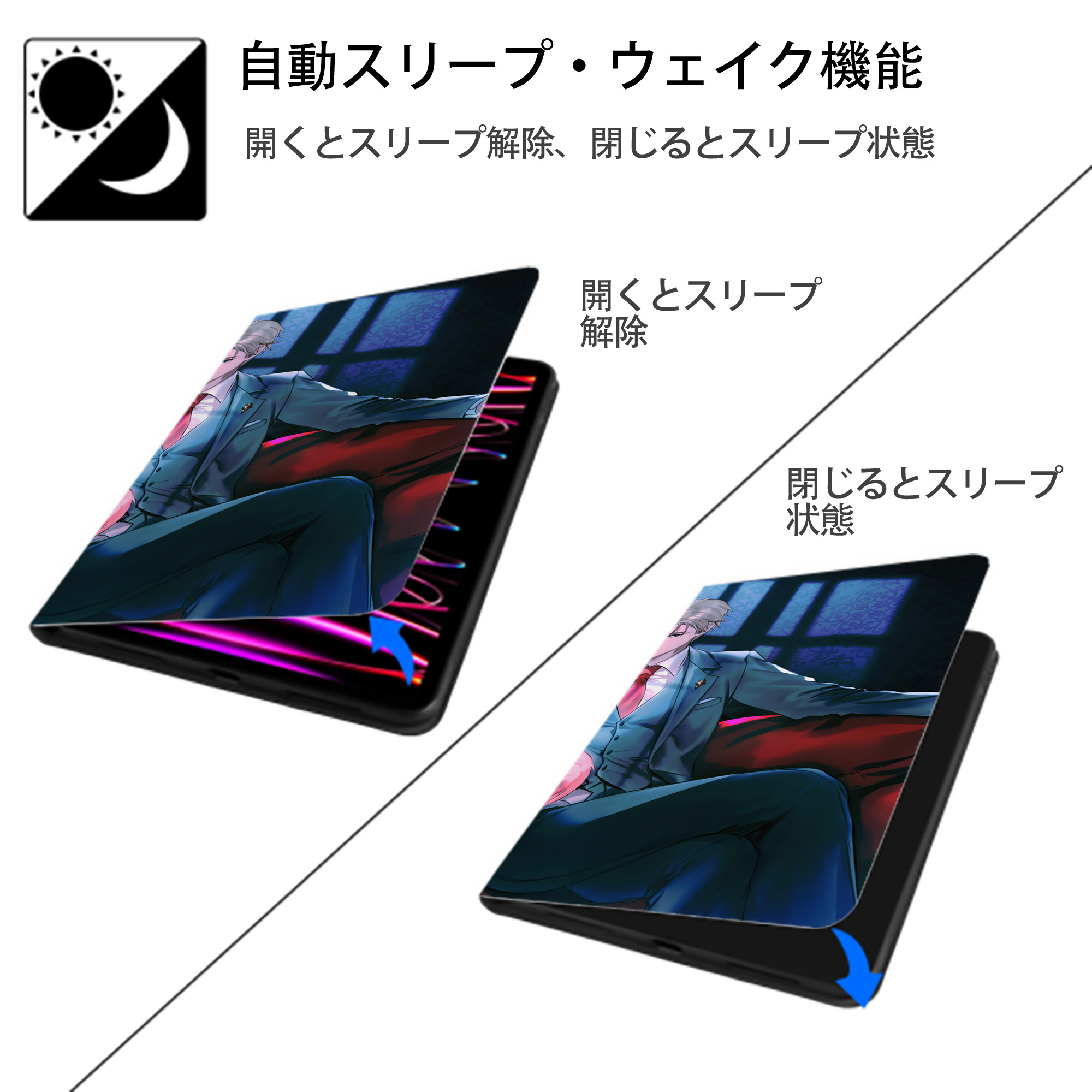 SPY×FAMILY间谍家家酒 IPad ケース ブック型 PUレザー TPU 耐衝撃 軽量 薄型 ペン収納なし 全面保護 IPad 各モデル対応