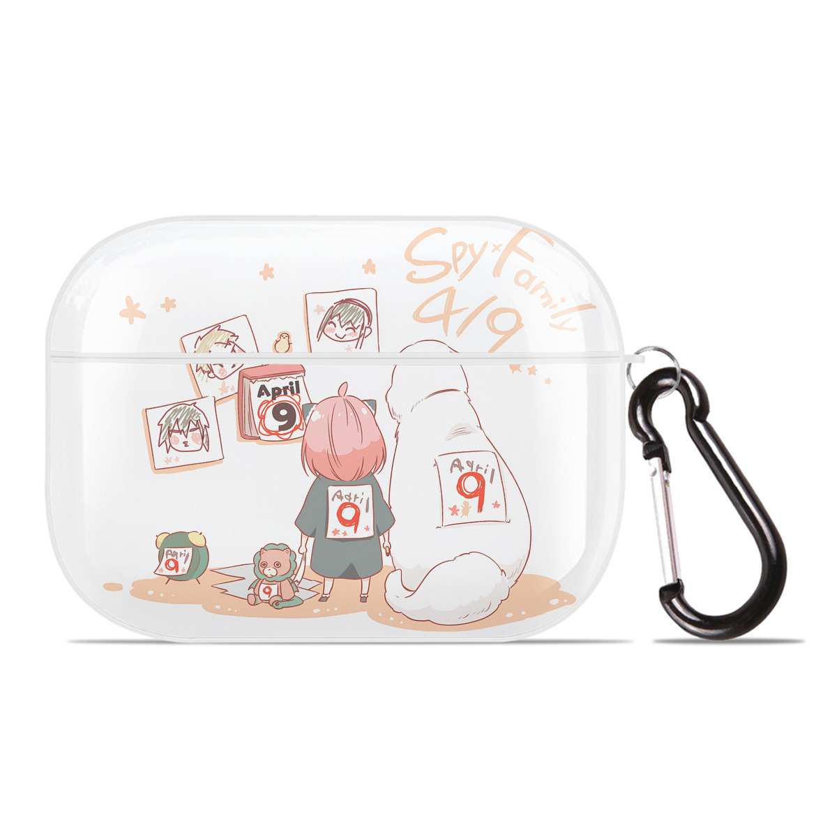 （画像用） SPY×FAMILY间谍家家酒 【AirPods Pro用】ハードシェル保護ケース 耐衝撃・防指紋・カラビナ付き商品仕様