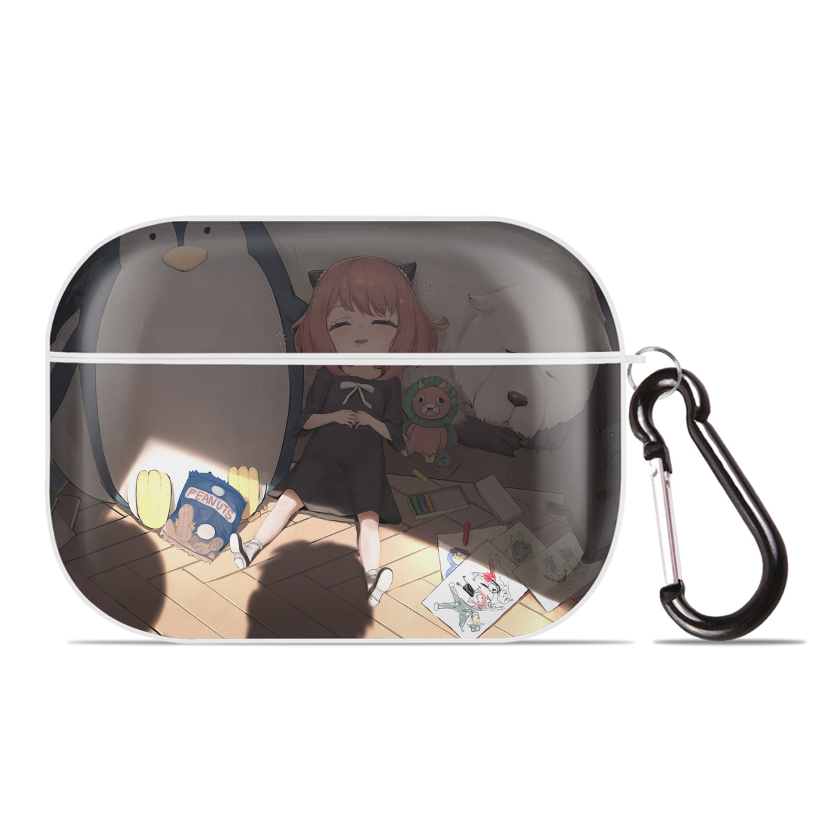 （画像用） SPY×FAMILY间谍家家酒 【AirPods Pro用】ハードシェル保護ケース 耐衝撃・防指紋・カラビナ付き商品仕様