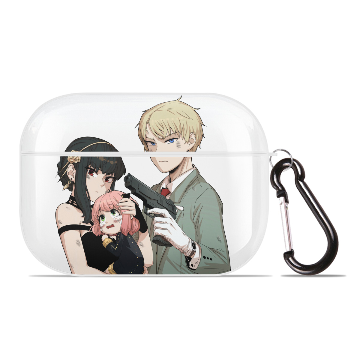 （画像用） SPY×FAMILY间谍家家酒 【AirPods Pro用】ハードシェル保護ケース 耐衝撃・防指紋・カラビナ付き商品仕様