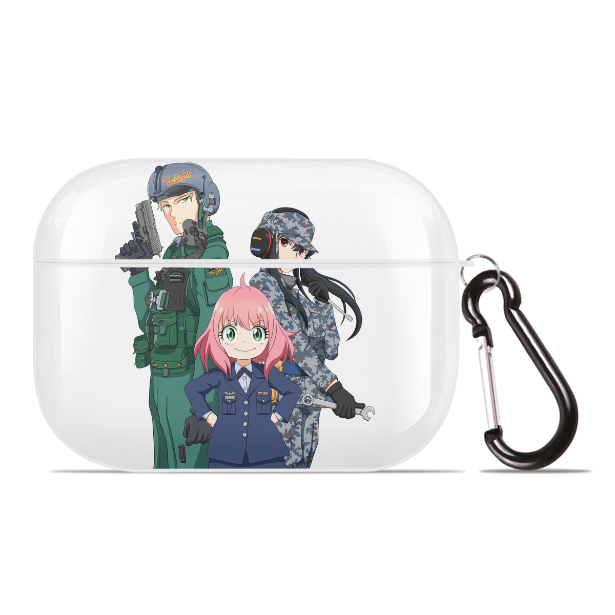 （画像用） SPY×FAMILY间谍家家酒 【AirPods Pro用】ハードシェル保護ケース 耐衝撃・防指紋・カラビナ付き商品仕様