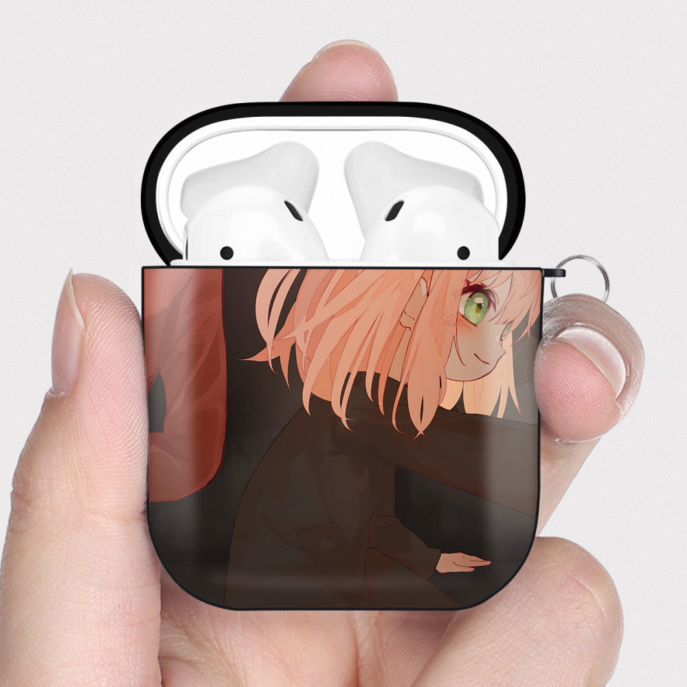 （画像用） SPY×FAMILY间谍家家酒 AirPods 第2世代保護ケース ハードシェル ブラック 耐衝撃・防指紋・カラビナ付き