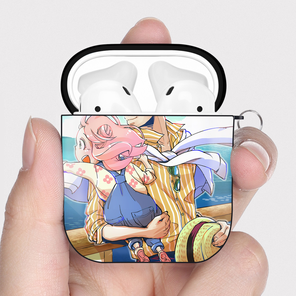 （画像用） SPY×FAMILY间谍家家酒 AirPods 第2世代保護ケース ハードシェル ブラック 耐衝撃・防指紋・カラビナ付き
