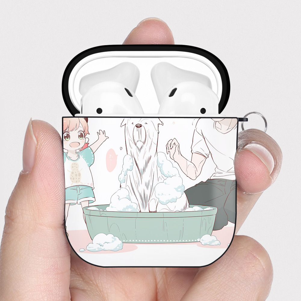 （画像用） SPY×FAMILY间谍家家酒 AirPods 第2世代保護ケース ハードシェル ブラック 耐衝撃・防指紋・カラビナ付き