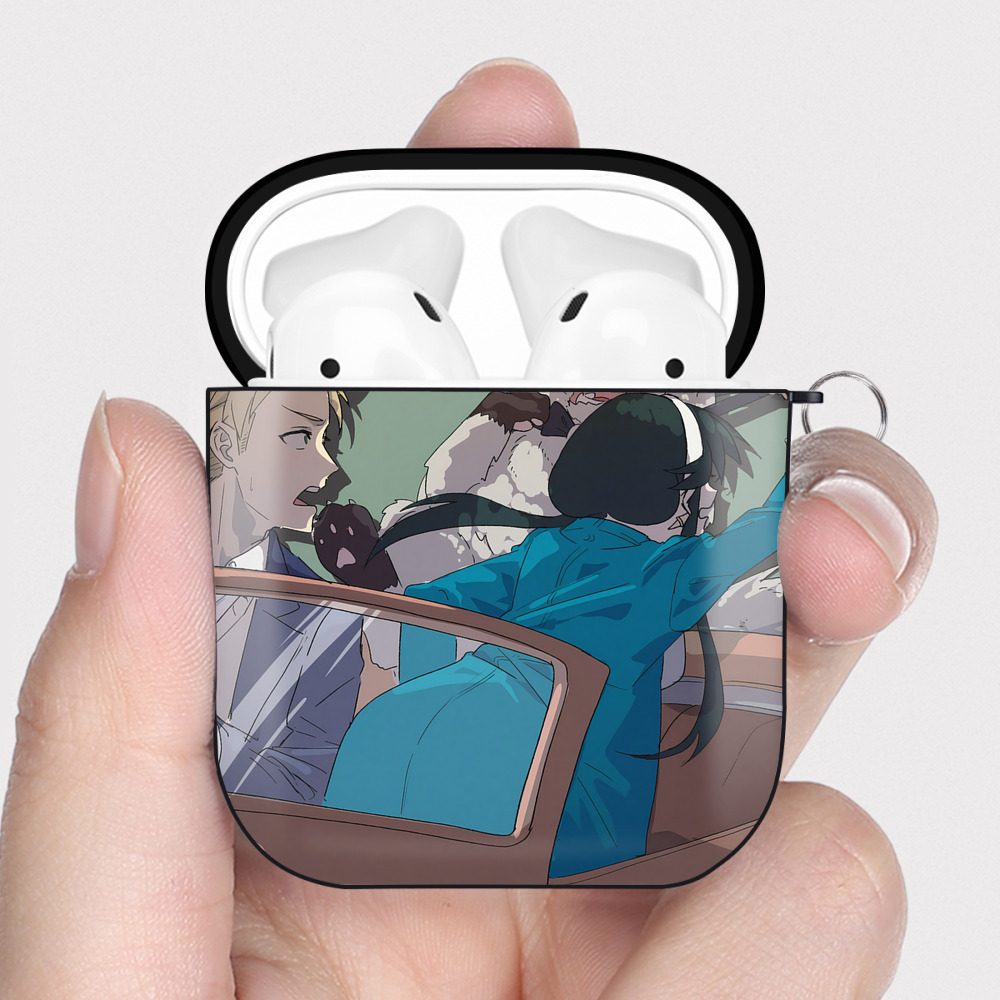 （画像用） SPY×FAMILY间谍家家酒 AirPods 第2世代保護ケース ハードシェル ブラック 耐衝撃・防指紋・カラビナ付き