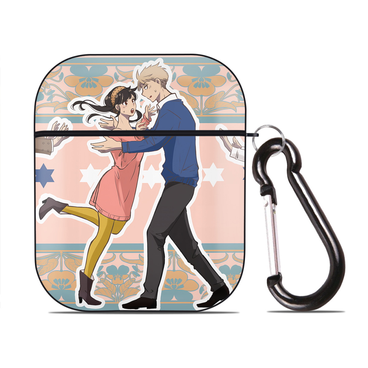 （画像用） SPY×FAMILY间谍家家酒 AirPods 第2世代保護ケース ハードシェル ブラック 耐衝撃・防指紋・カラビナ付き