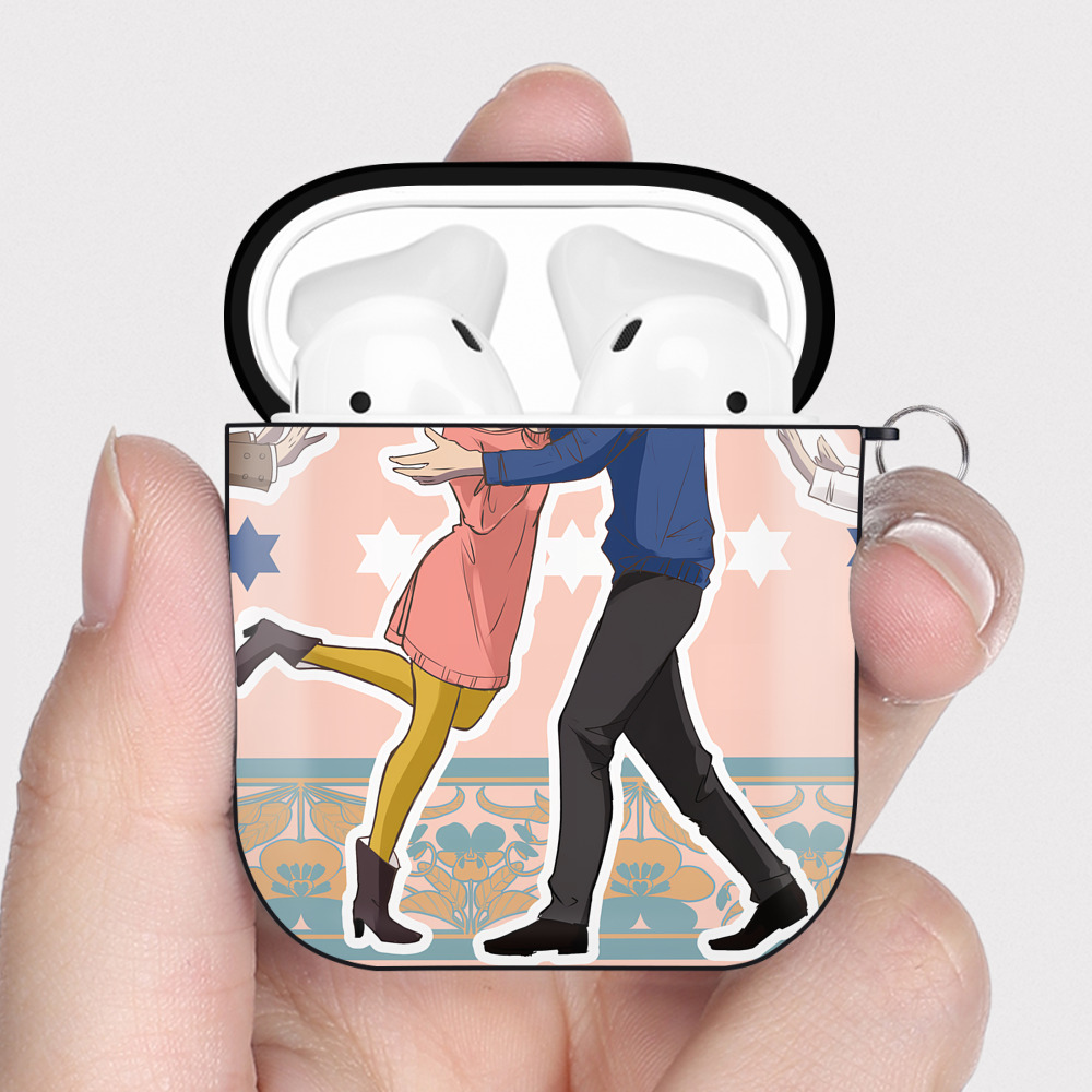 （画像用） SPY×FAMILY间谍家家酒 AirPods 第2世代保護ケース ハードシェル ブラック 耐衝撃・防指紋・カラビナ付き