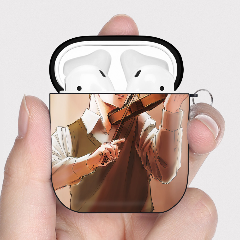 （画像用） SPY×FAMILY间谍家家酒 AirPods 第2世代保護ケース ハードシェル ブラック 耐衝撃・防指紋・カラビナ付き