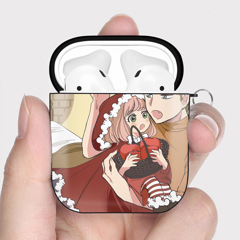 （画像用） SPY×FAMILY间谍家家酒 AirPods 第2世代保護ケース ハードシェル ブラック 耐衝撃・防指紋・カラビナ付き