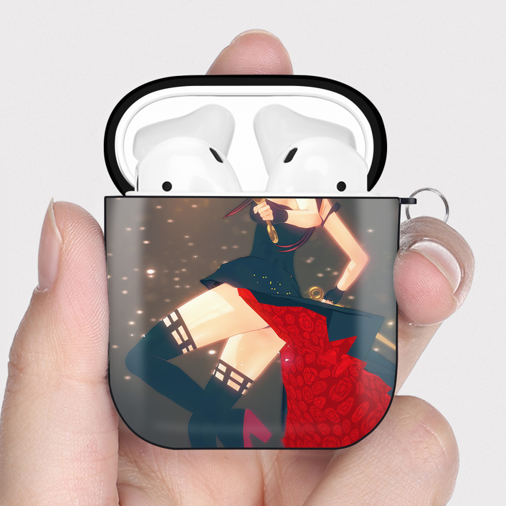 （画像用） SPY×FAMILY间谍家家酒 AirPods 第2世代保護ケース ハードシェル ブラック 耐衝撃・防指紋・カラビナ付き