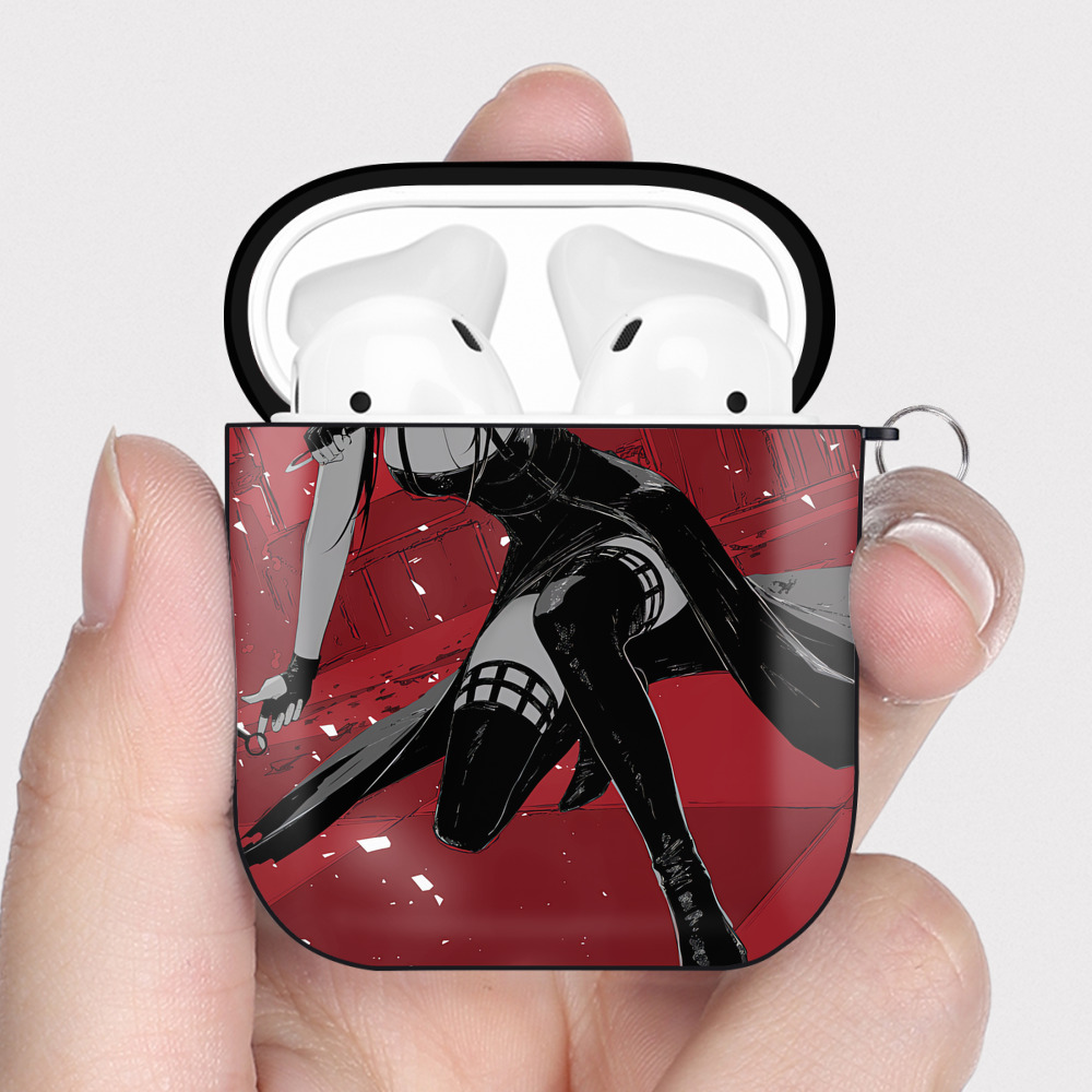 （画像用） SPY×FAMILY间谍家家酒 AirPods 第2世代保護ケース ハードシェル ブラック 耐衝撃・防指紋・カラビナ付き