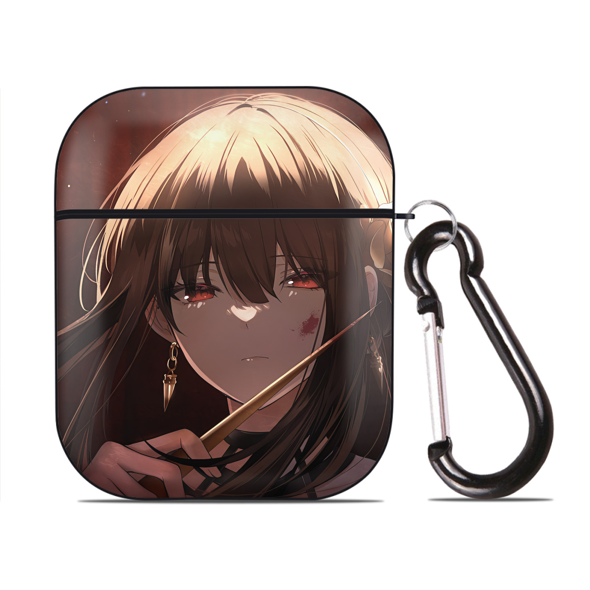 （画像用） SPY×FAMILY间谍家家酒 AirPods 第2世代保護ケース ハードシェル ブラック 耐衝撃・防指紋・カラビナ付き