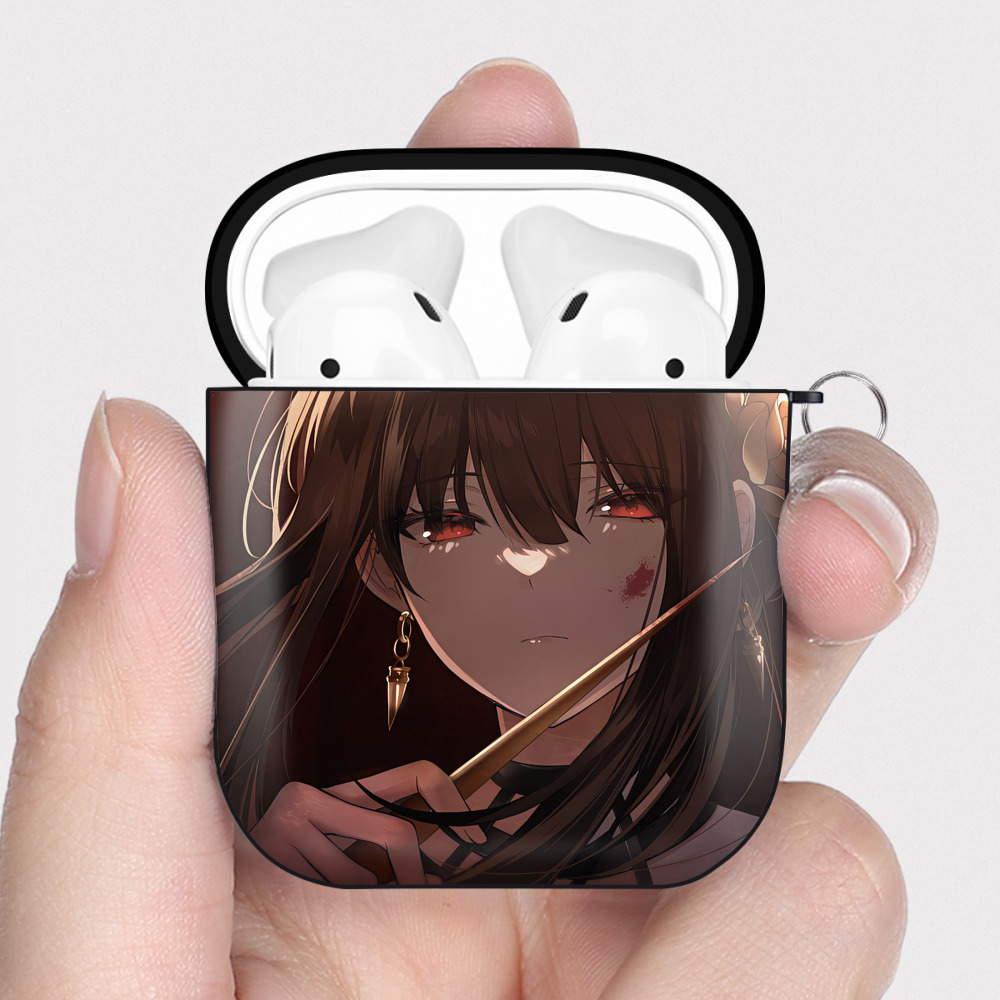 （画像用） SPY×FAMILY间谍家家酒 AirPods 第2世代保護ケース ハードシェル ブラック 耐衝撃・防指紋・カラビナ付き