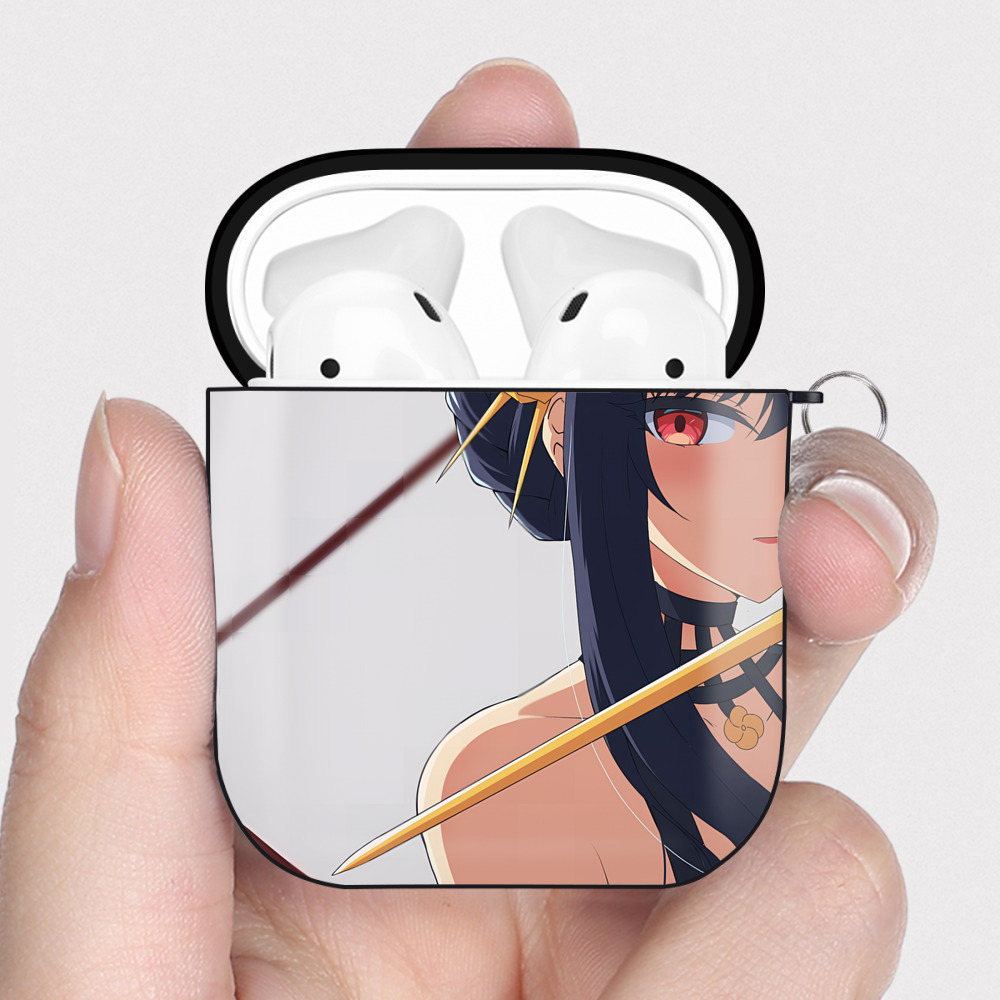 （画像用） SPY×FAMILY间谍家家酒 AirPods 第2世代保護ケース ハードシェル ブラック 耐衝撃・防指紋・カラビナ付き