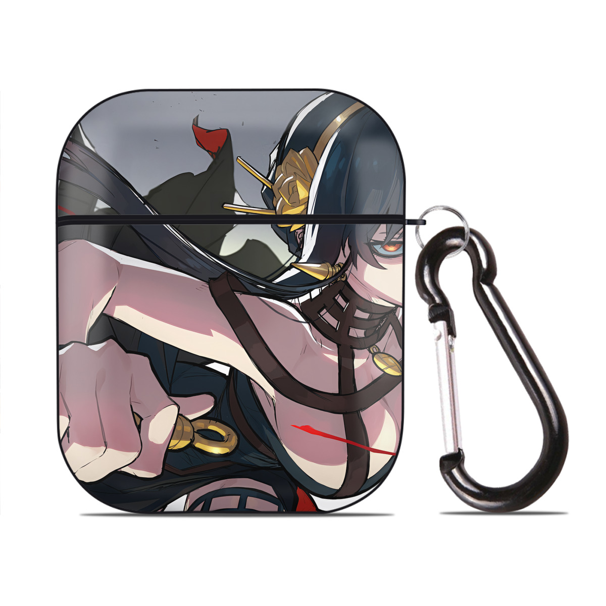 （画像用） SPY×FAMILY间谍家家酒 AirPods 第2世代保護ケース ハードシェル ブラック 耐衝撃・防指紋・カラビナ付き