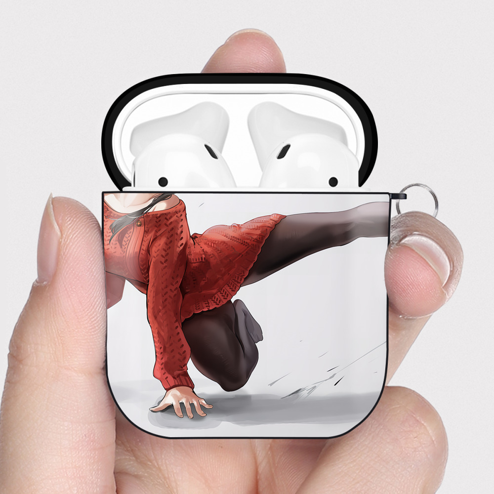（画像用） SPY×FAMILY间谍家家酒 AirPods 第2世代保護ケース ハードシェル ブラック 耐衝撃・防指紋・カラビナ付き