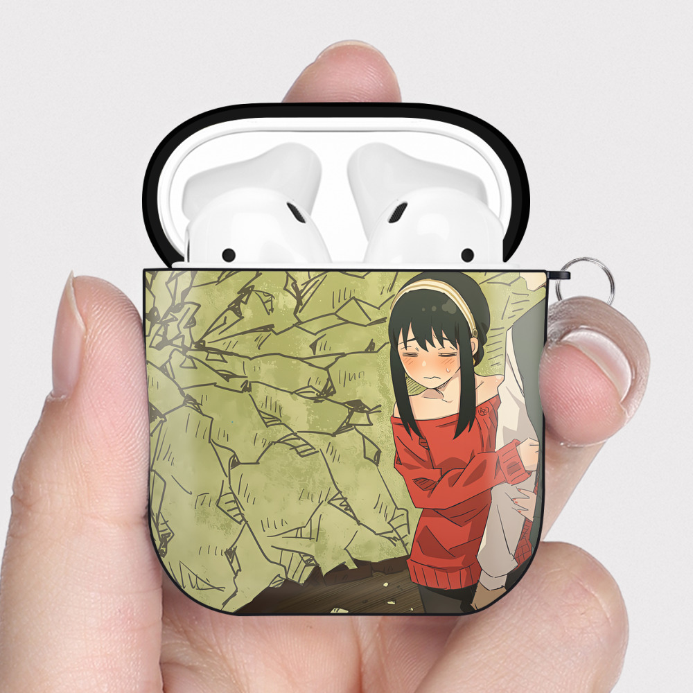 （画像用） SPY×FAMILY间谍家家酒 AirPods 第2世代保護ケース ハードシェル ブラック 耐衝撃・防指紋・カラビナ付き