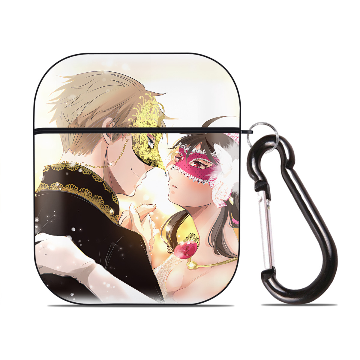 （画像用） SPY×FAMILY间谍家家酒 AirPods 第2世代保護ケース ハードシェル ブラック 耐衝撃・防指紋・カラビナ付き