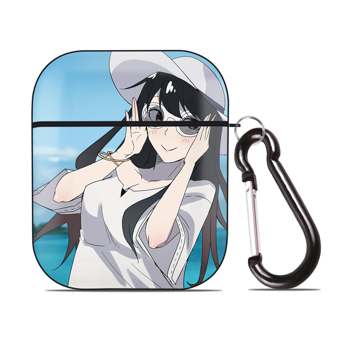 （画像用） SPY×FAMILY间谍家家酒 AirPods 第2世代保護ケース ハードシェル ブラック 耐衝撃・防指紋・カラビナ付き
