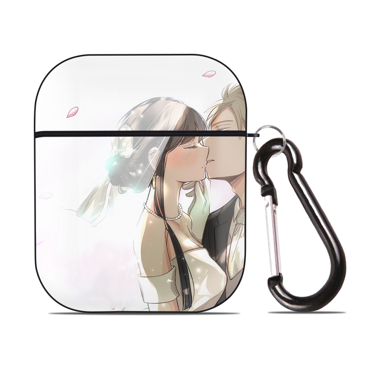 （画像用） SPY×FAMILY间谍家家酒 AirPods 第2世代保護ケース ハードシェル ブラック 耐衝撃・防指紋・カラビナ付き