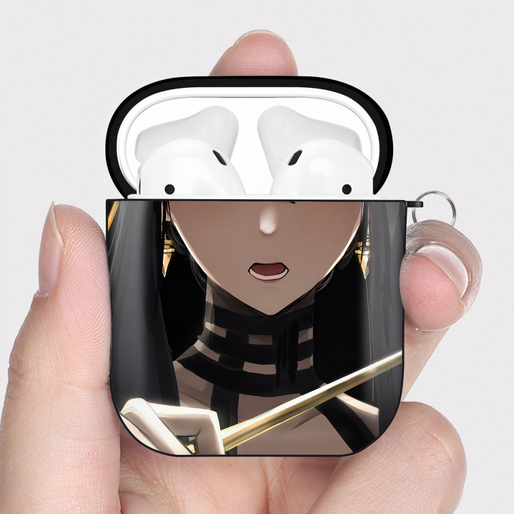 （画像用） SPY×FAMILY间谍家家酒 AirPods 第2世代保護ケース ハードシェル ブラック 耐衝撃・防指紋・カラビナ付き