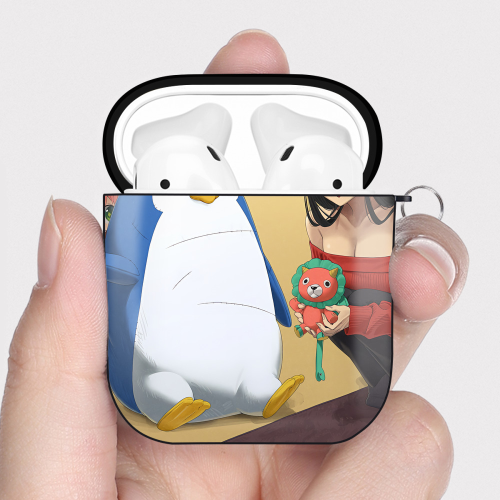 （画像用） SPY×FAMILY间谍家家酒 AirPods 第2世代保護ケース ハードシェル ブラック 耐衝撃・防指紋・カラビナ付き