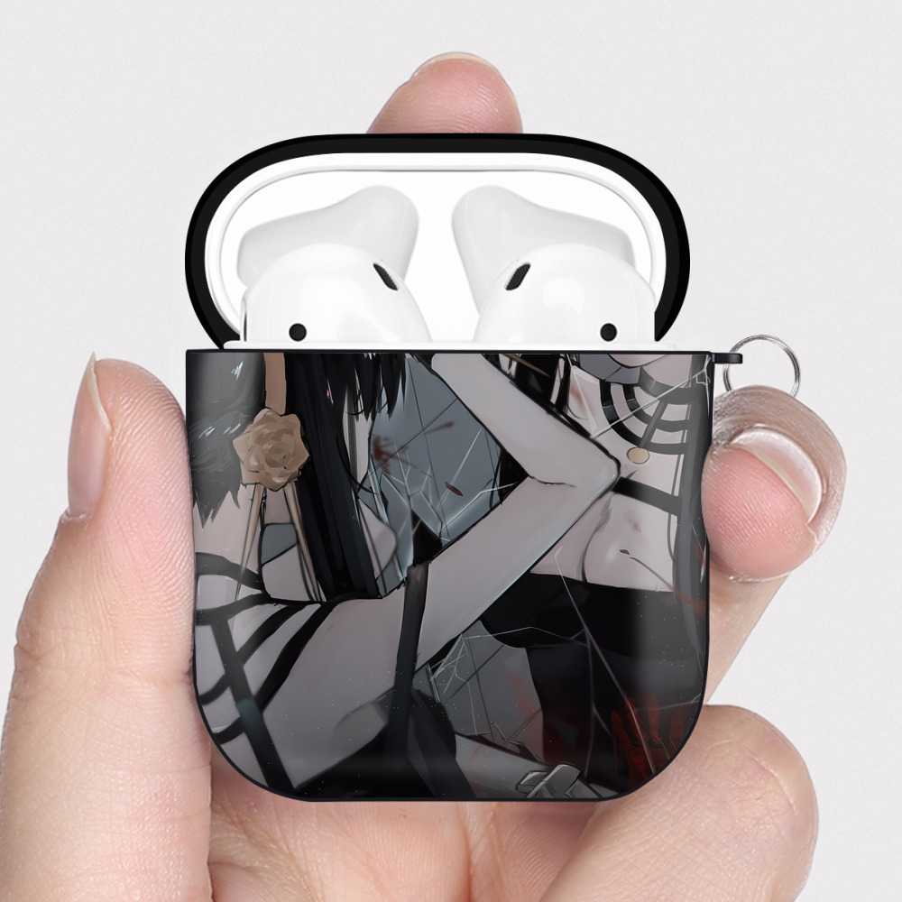 （画像用） SPY×FAMILY间谍家家酒 AirPods 第2世代保護ケース ハードシェル ブラック 耐衝撃・防指紋・カラビナ付き