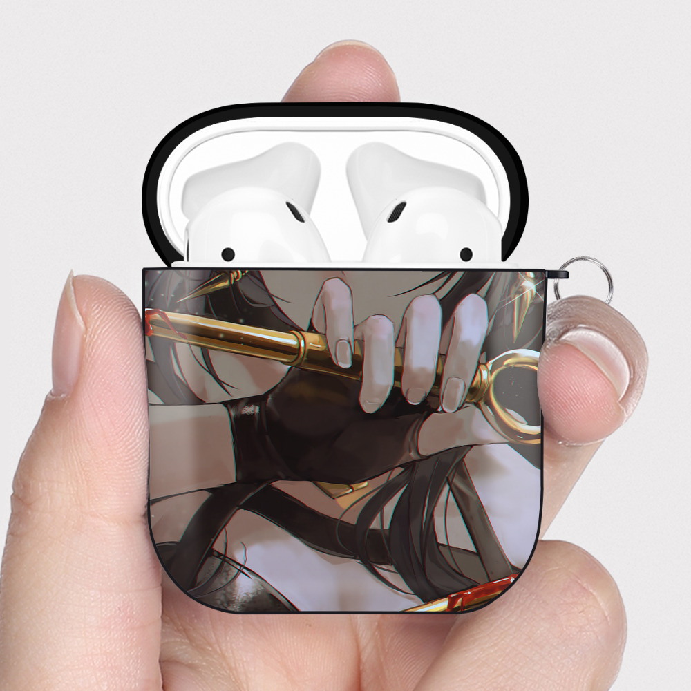 （画像用） SPY×FAMILY间谍家家酒 AirPods 第2世代保護ケース ハードシェル ブラック 耐衝撃・防指紋・カラビナ付き