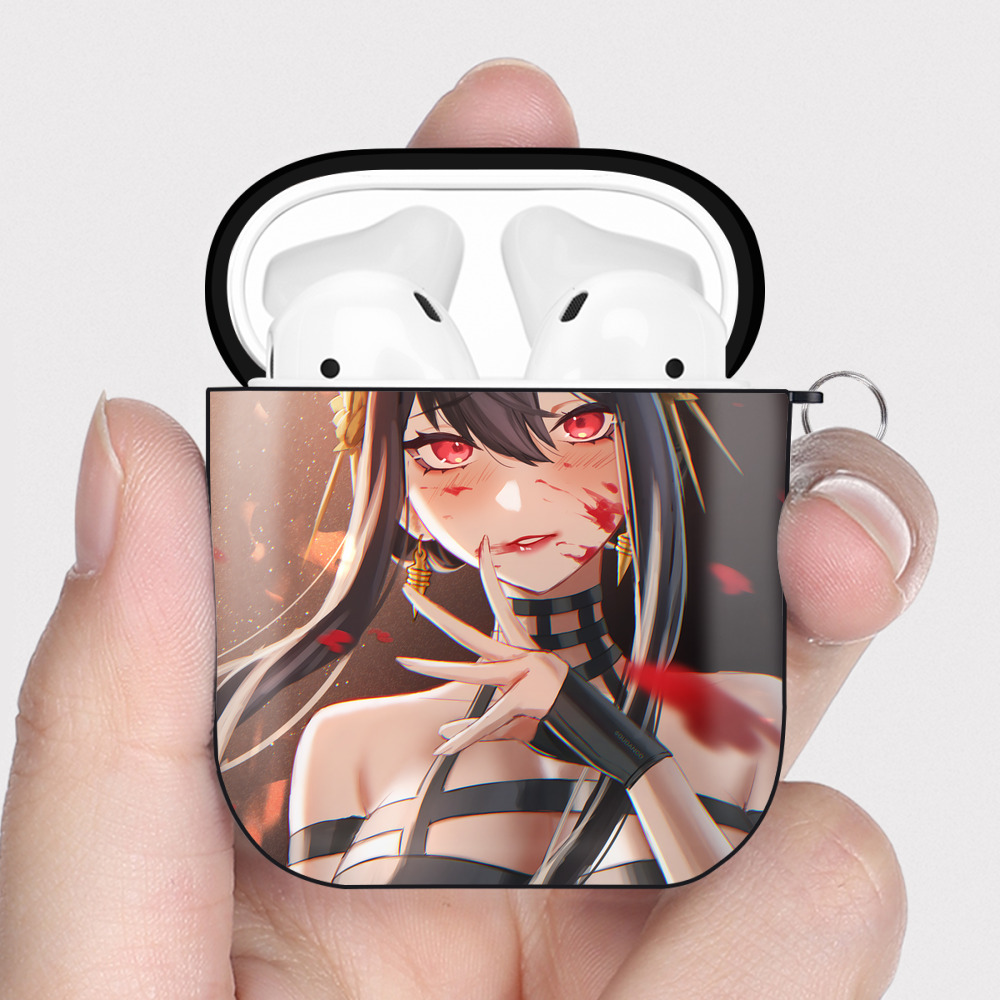 （画像用） SPY×FAMILY间谍家家酒 AirPods 第2世代保護ケース ハードシェル ブラック 耐衝撃・防指紋・カラビナ付き