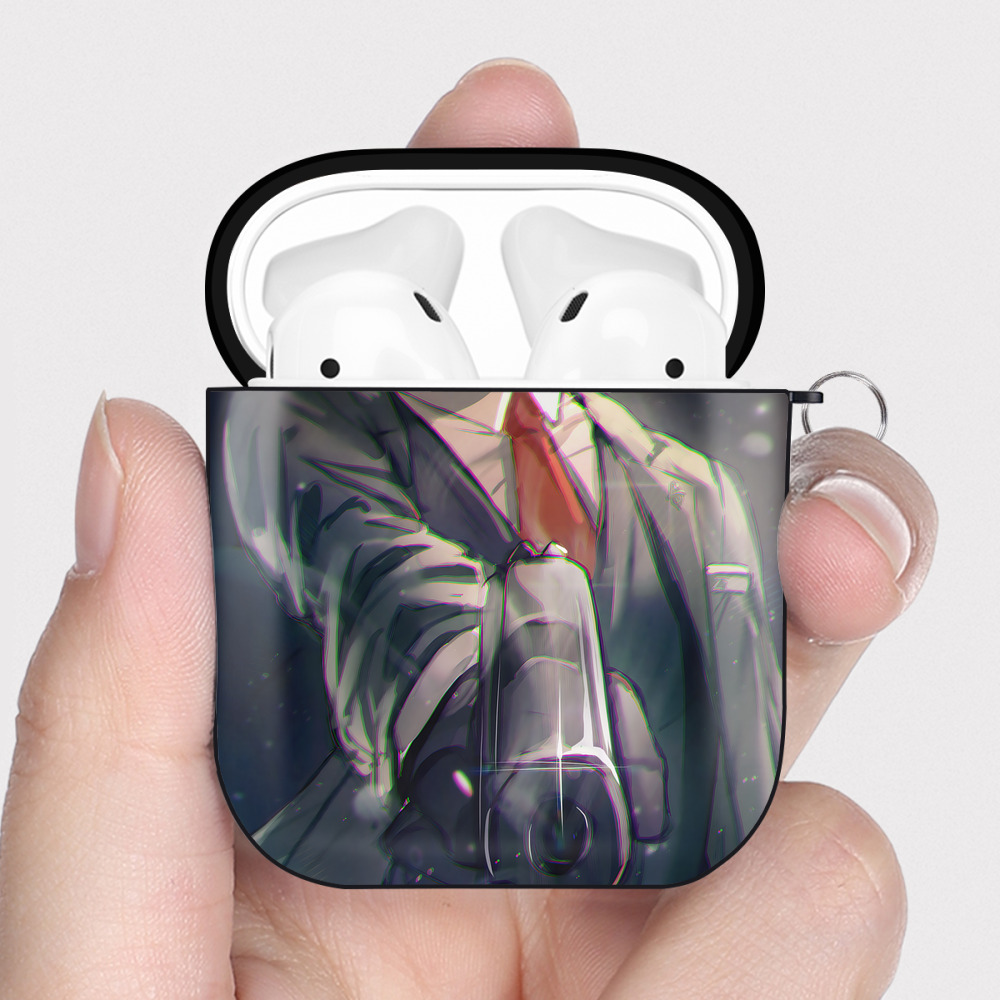 （画像用） SPY×FAMILY间谍家家酒 AirPods 第2世代保護ケース ハードシェル ブラック 耐衝撃・防指紋・カラビナ付き