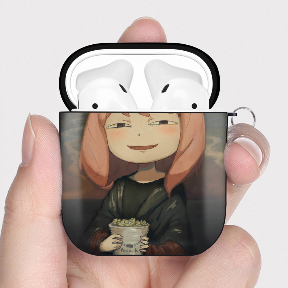 （画像用） SPY×FAMILY间谍家家酒 AirPods 第2世代保護ケース ハードシェル ブラック 耐衝撃・防指紋・カラビナ付き