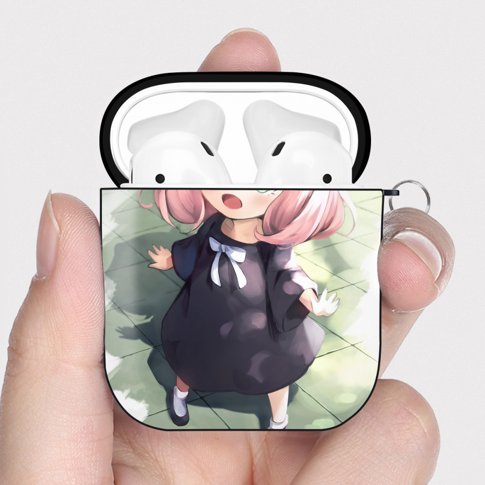 （画像用） SPY×FAMILY间谍家家酒 AirPods 第2世代保護ケース ハードシェル ブラック 耐衝撃・防指紋・カラビナ付き