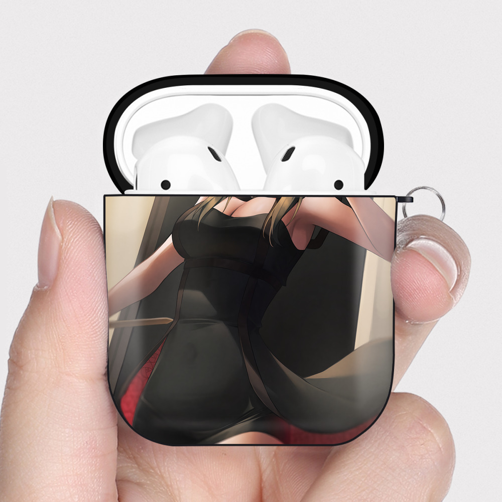 （画像用） SPY×FAMILY间谍家家酒 AirPods 第2世代保護ケース ハードシェル ブラック 耐衝撃・防指紋・カラビナ付き