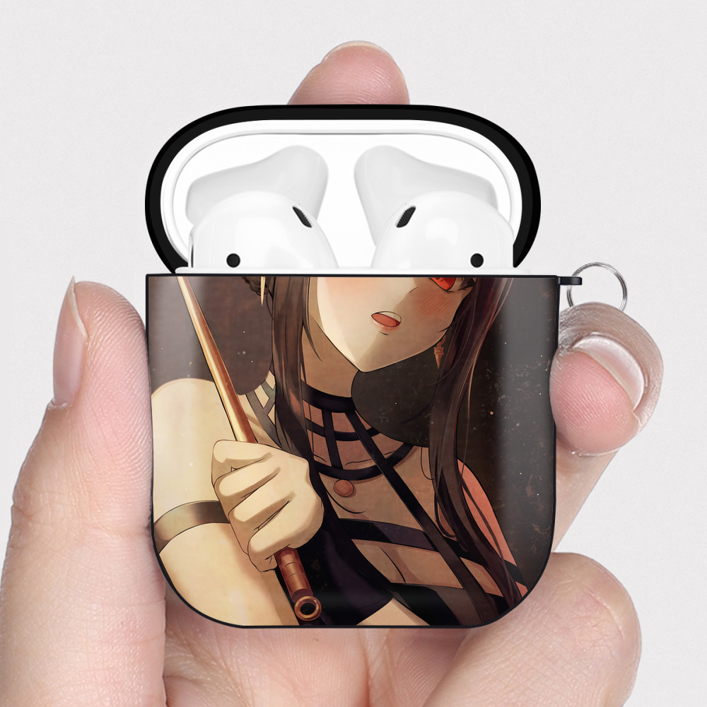 （画像用） SPY×FAMILY间谍家家酒 AirPods 第2世代保護ケース ハードシェル ブラック 耐衝撃・防指紋・カラビナ付き