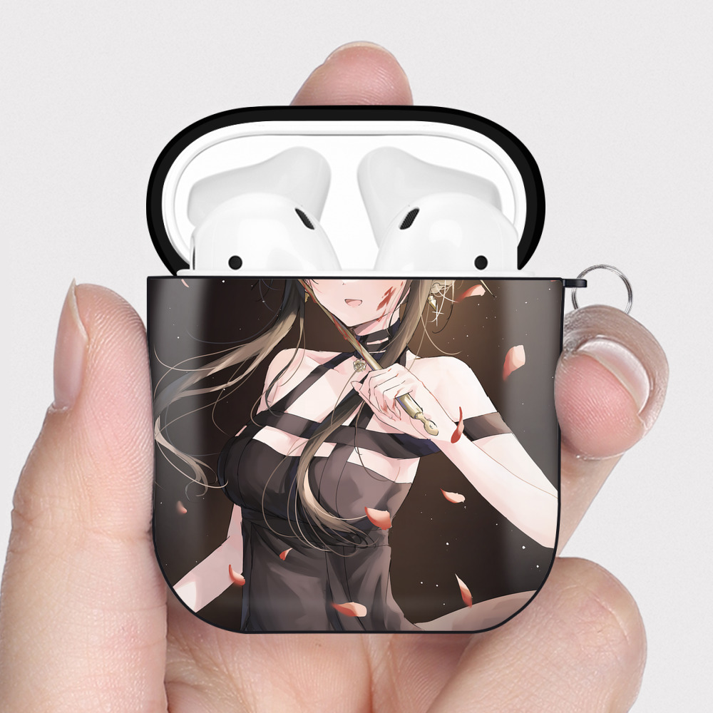 （画像用） SPY×FAMILY间谍家家酒 AirPods 第2世代保護ケース ハードシェル ブラック 耐衝撃・防指紋・カラビナ付き