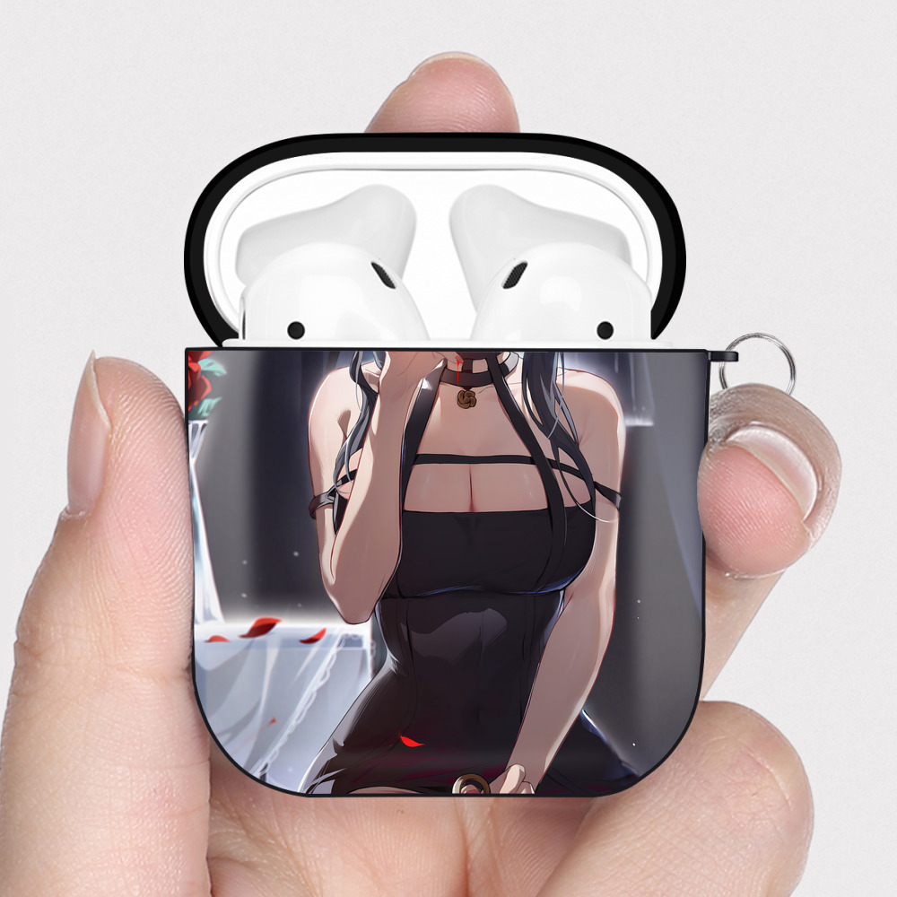 （画像用） SPY×FAMILY间谍家家酒 AirPods 第2世代保護ケース ハードシェル ブラック 耐衝撃・防指紋・カラビナ付き