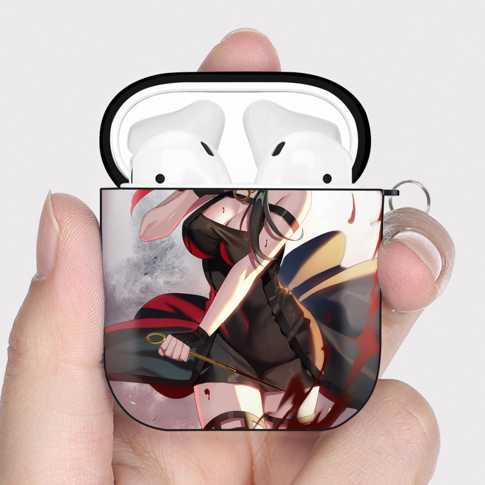（画像用） SPY×FAMILY间谍家家酒 AirPods 第2世代保護ケース ハードシェル ブラック 耐衝撃・防指紋・カラビナ付き