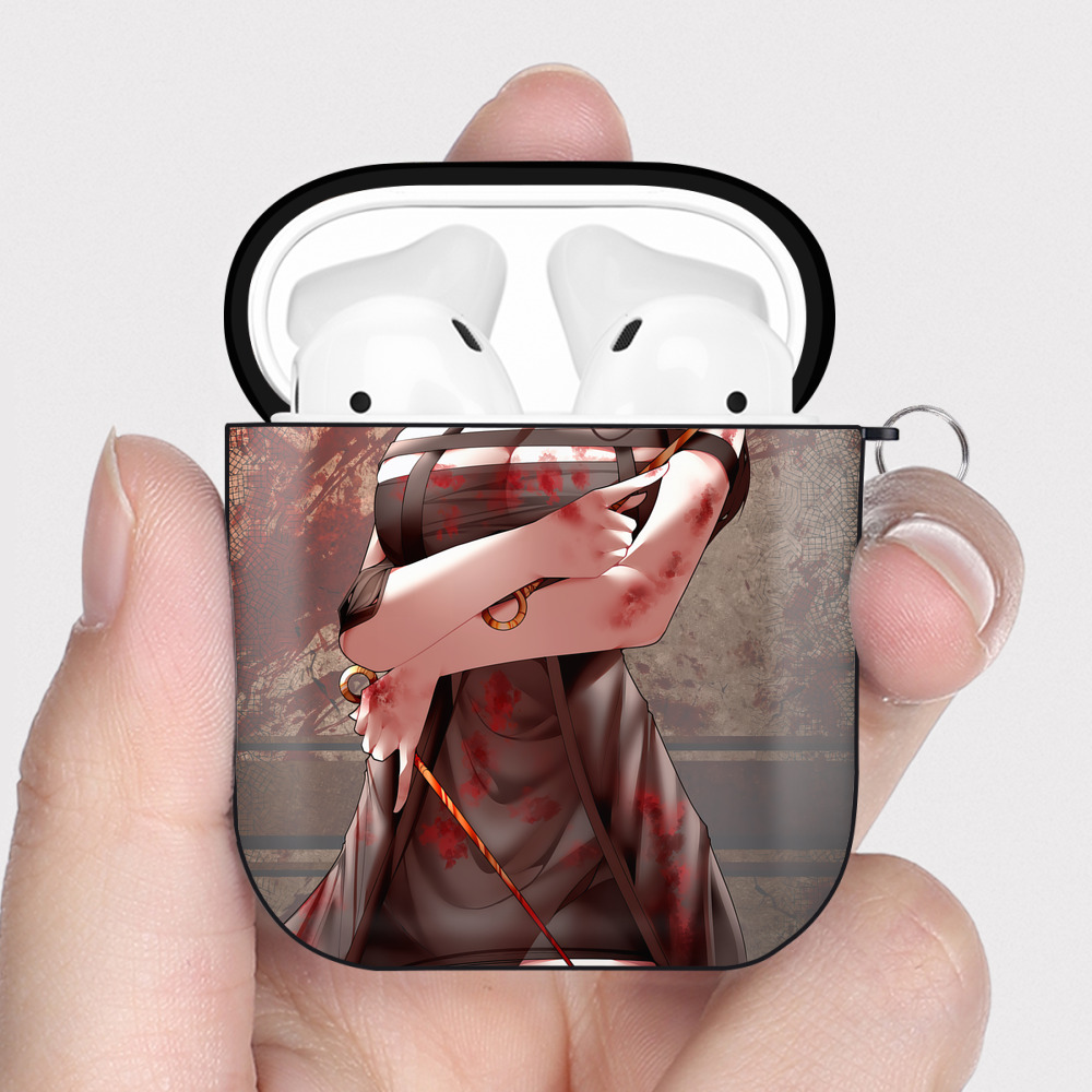 （画像用） SPY×FAMILY间谍家家酒 AirPods 第2世代保護ケース ハードシェル ブラック 耐衝撃・防指紋・カラビナ付き